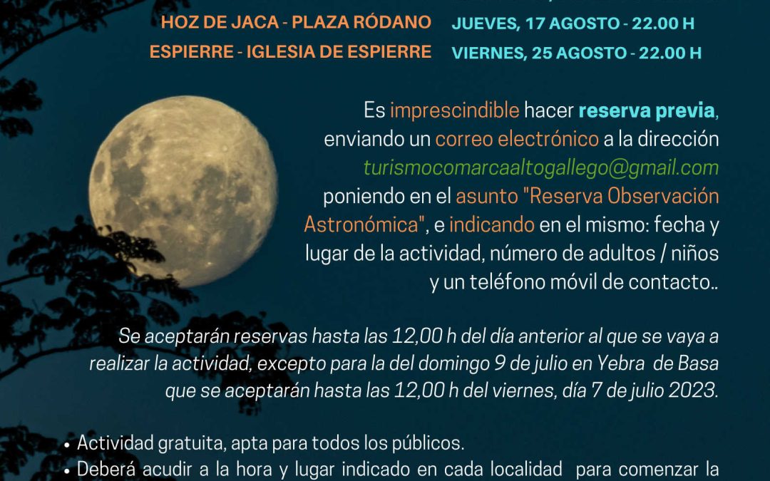 OBSERVACIONES ASTRONÓMICAS VERANO 2023 – PIRINEOS ALTO GALLEGO